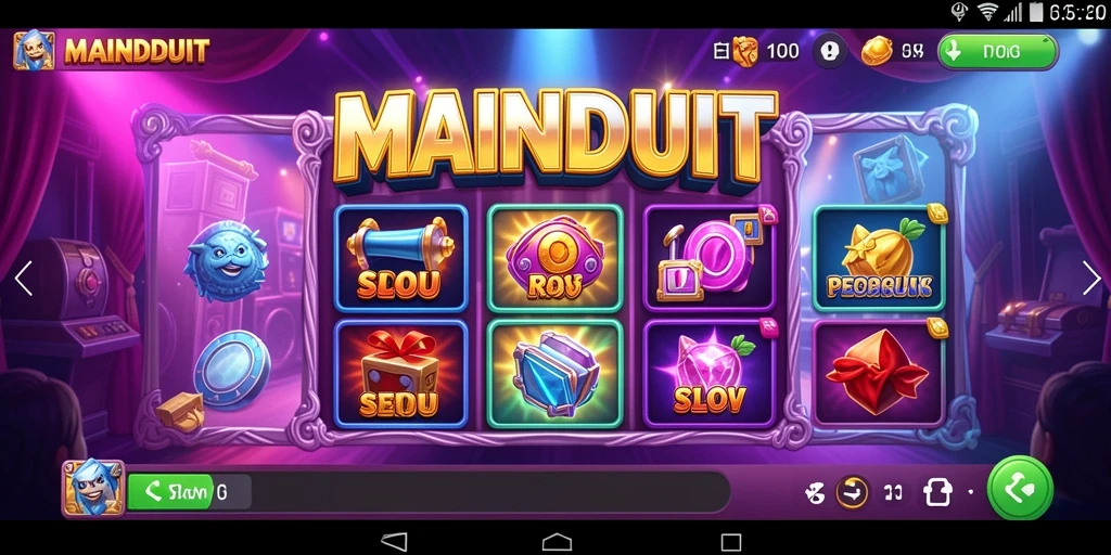 Tampilan menarik dari gameplay slot MAINDUIT dengan simbol berwarna-warni.