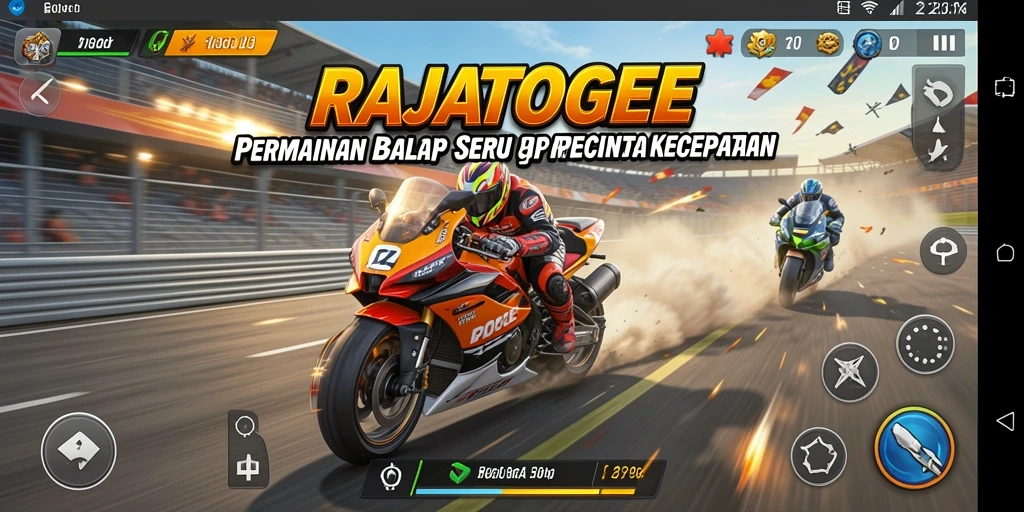 Tampilan aksi balap mendebarkan dalam RAJATOGEL.